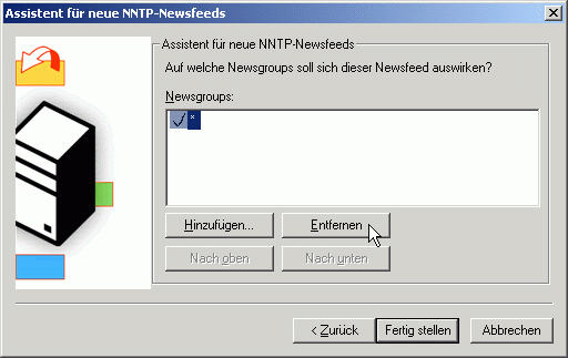 Assistent fo new NNTP-Newsfeeds - remove *