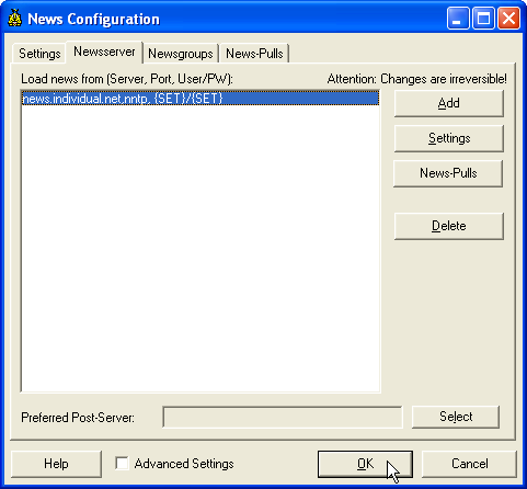 Close configuration window