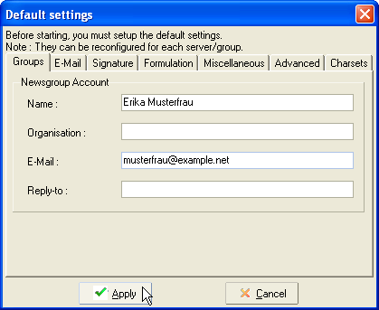 Default settings - Groups