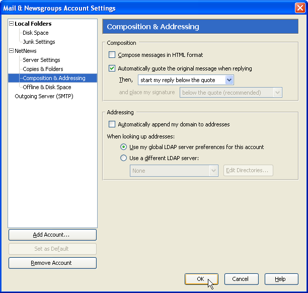 Account Settings: Composition & Addressing